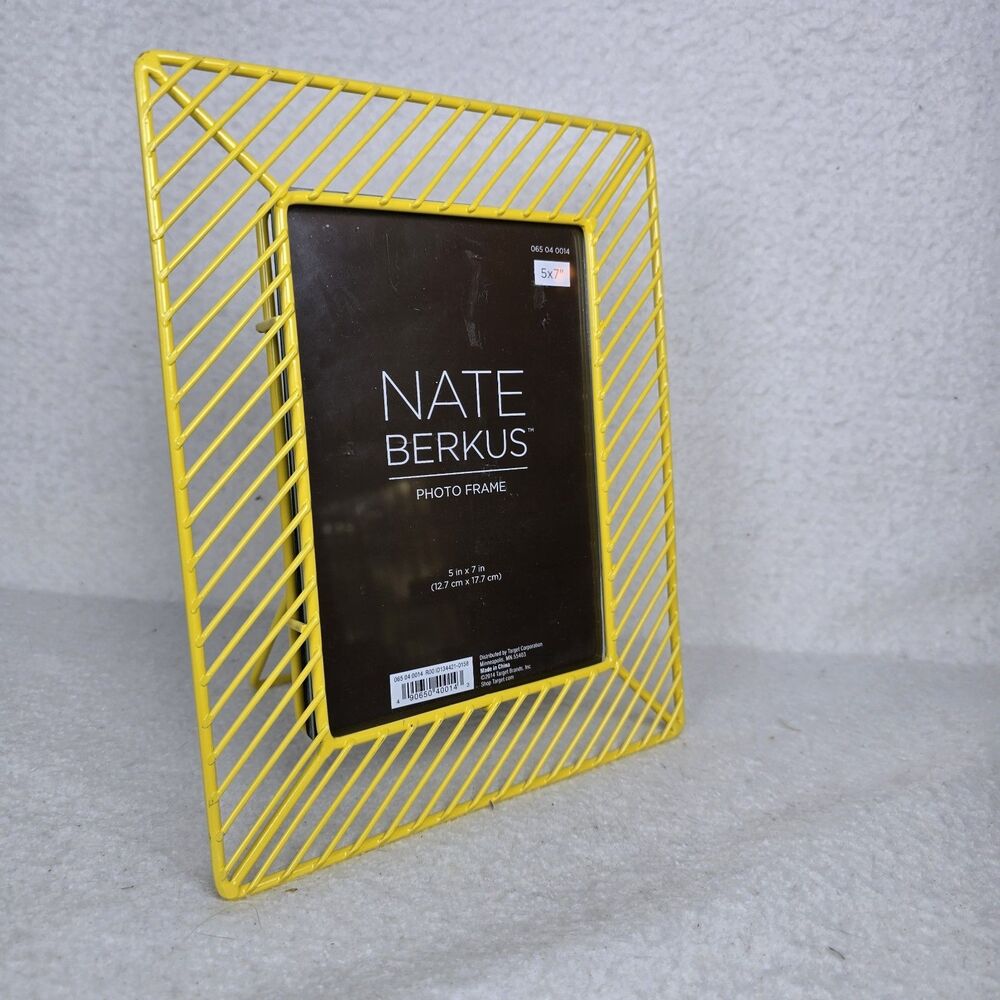 5x7 Nate Berkus Yellow Metal Tabletop Picture Frame Back Load Portrait